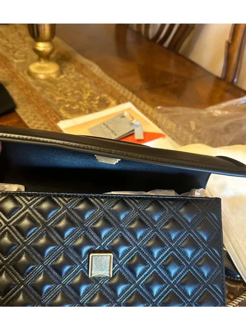 Tory Burch Black Quilted Fleming Convertible Leather Shoulder Bag Gold Chain NWT